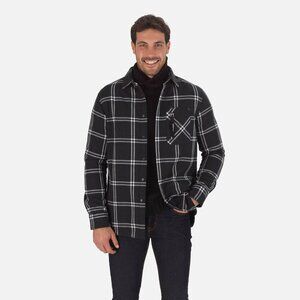 Rossignol Ski Mens Black White Plaid Flannel Shirt Snap Front Size Large New